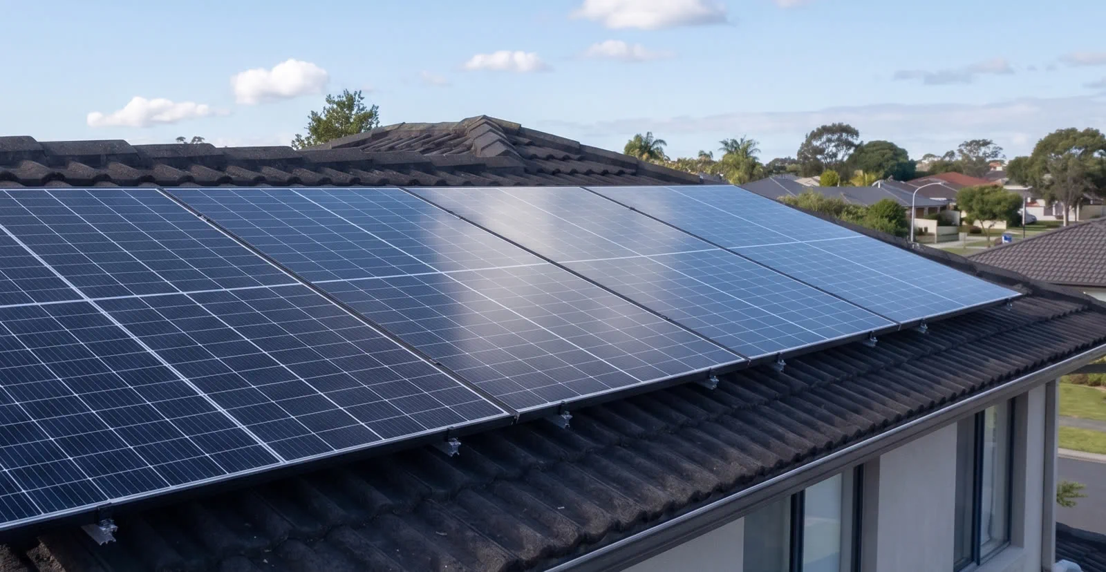 Completed solar panel installation on a tile roof in Auckland